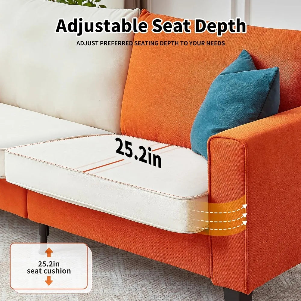Couch for Living Room, 79" Modern Sofa with Removable Cover and Deep Seat, Linen 3 Seater Comfy Sofa for Small Spaces