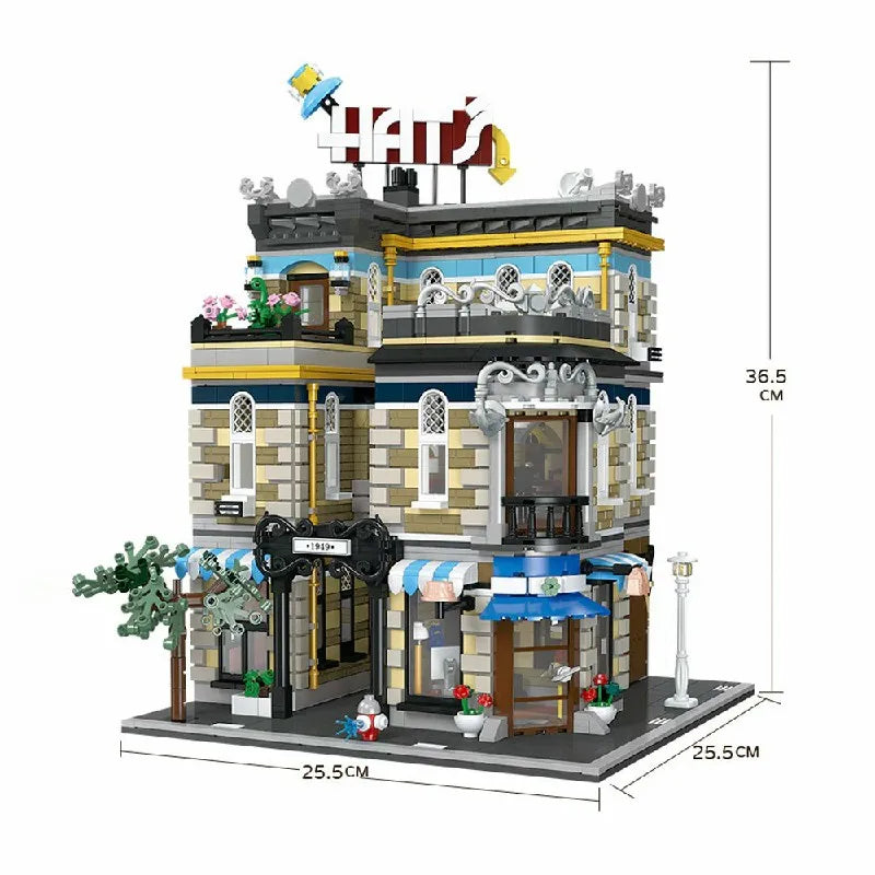 MOC Hat Shop City Building, Modular Buildings Assembly Building Block Model Toy, Children's Birthday Gift 3140pcs