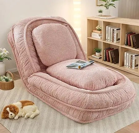 Upholstered Human Dog Bed for Adult & Pets, Convertible Lazy Sofa Bed with 5 Adjustable Position, Comfy Tatami Bean Bag Lounge C