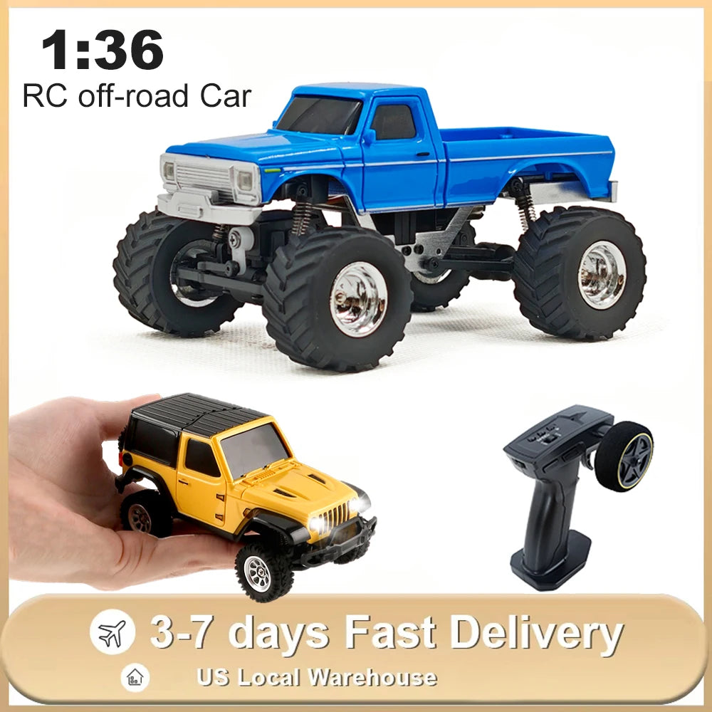 1/36 RC Crawler Car 2.4G 4WD Off-road Climbing Electric Remote Contorl Vehicle RTR Model with LED Lights Toys for Children