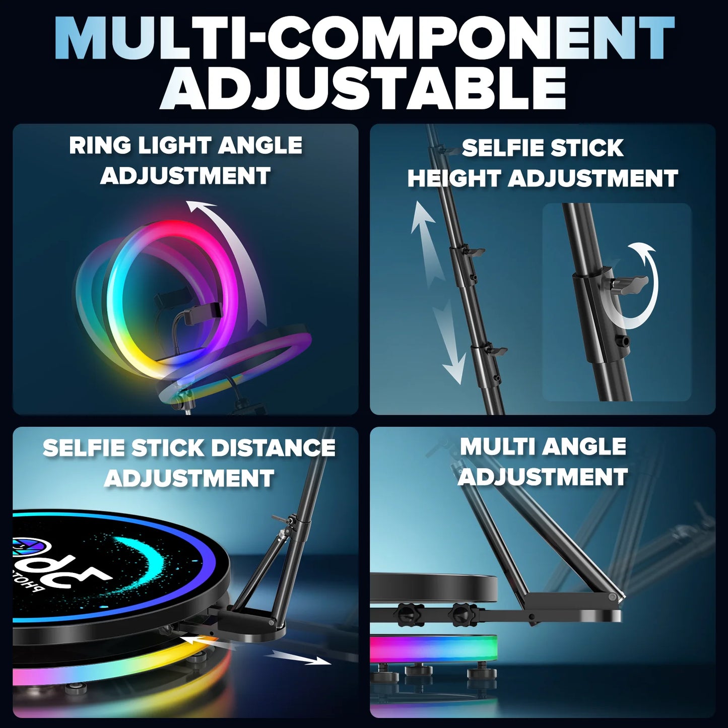 360 Degree Photo Booth with App Control and RGB Ring Light