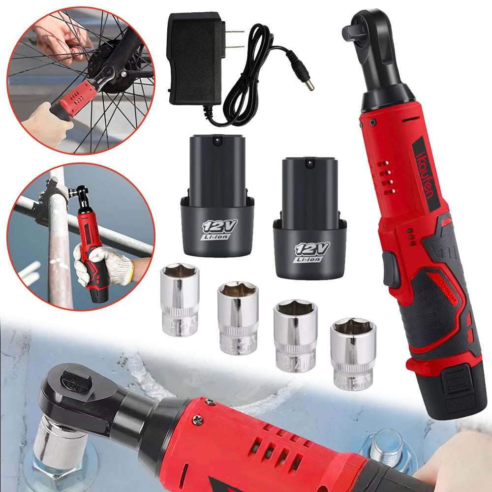 18V Impact Wrench Cordless Rechargeable Electric Wrench 3/8 Inch Right Angle Ratchet Wrenches Impact Driver Power Tool