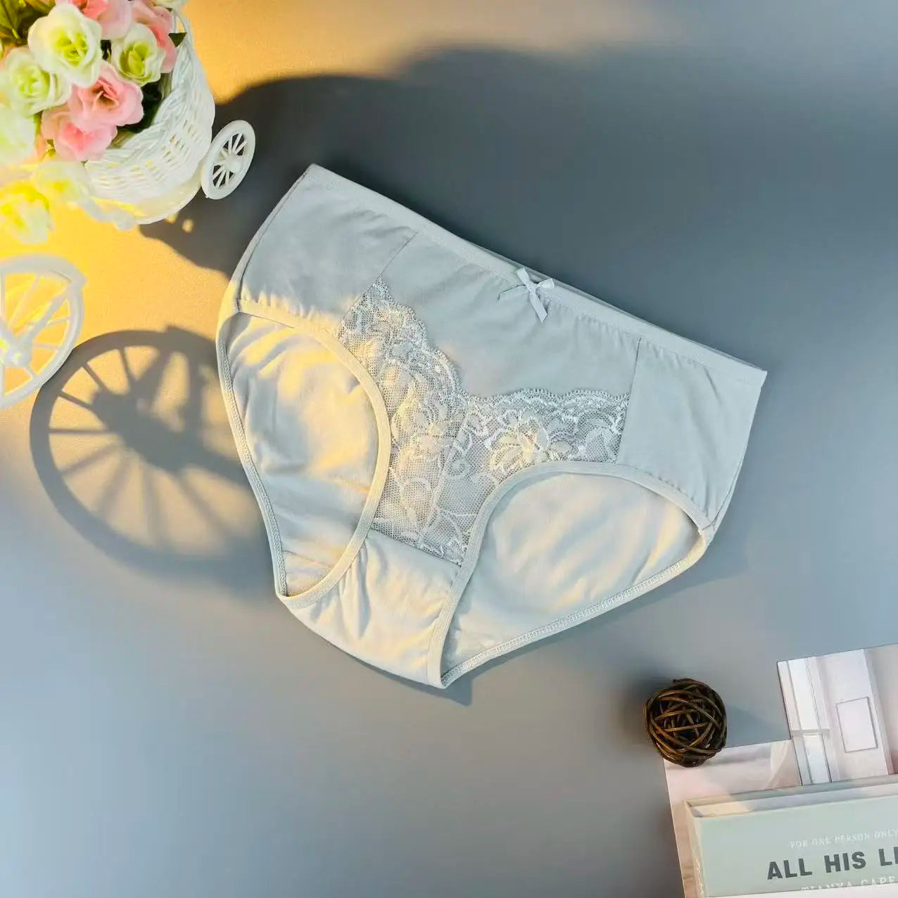 20PCS high-waisted panties with body-shaping design, breathable underwear for women, plus-size solid color lace lingerie