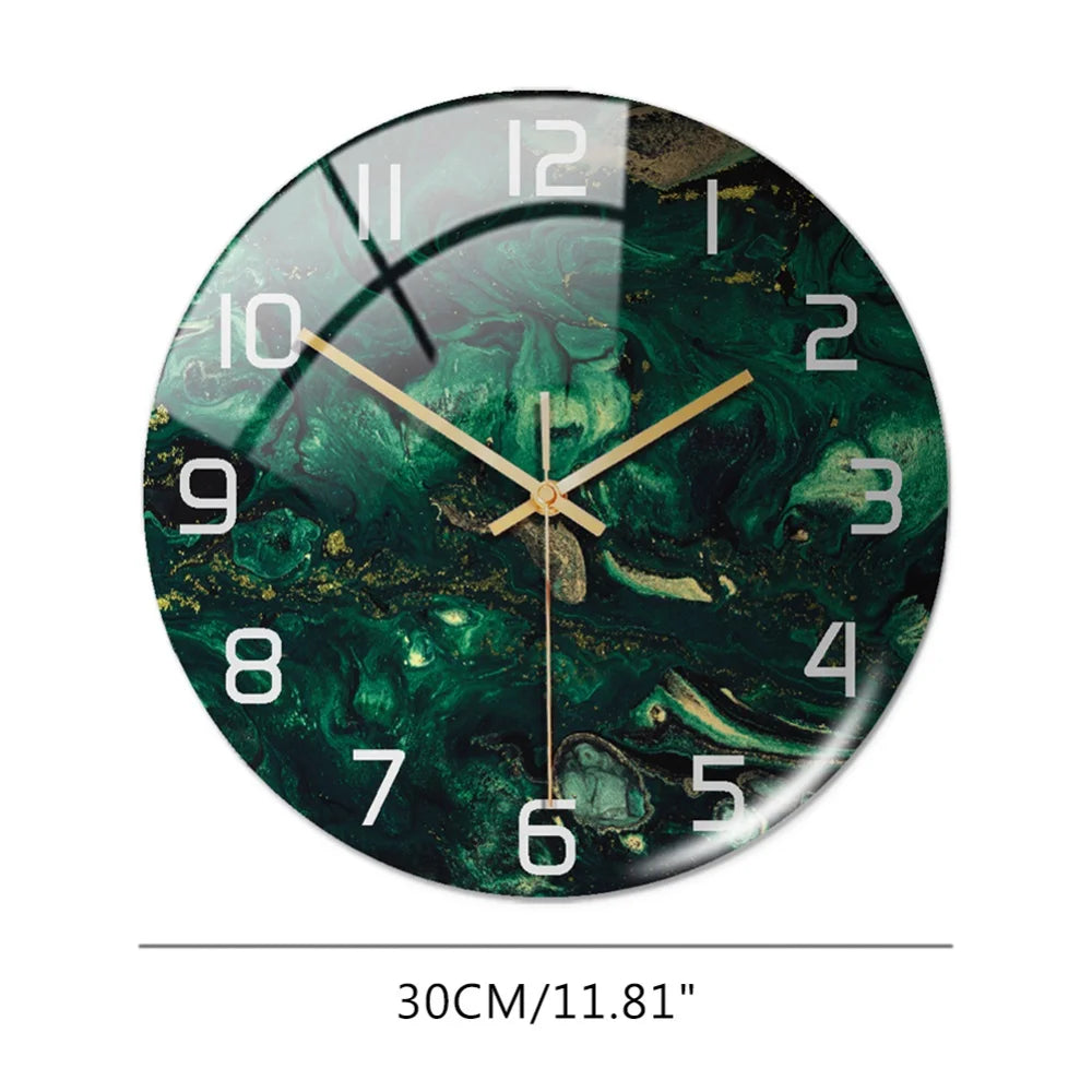 Luxury 3D Acrylic Black Gold Marble Pattern Wall Adhesive Clock Metal Needle Silent Clock Mechanism Modern Living Room Home Deco
