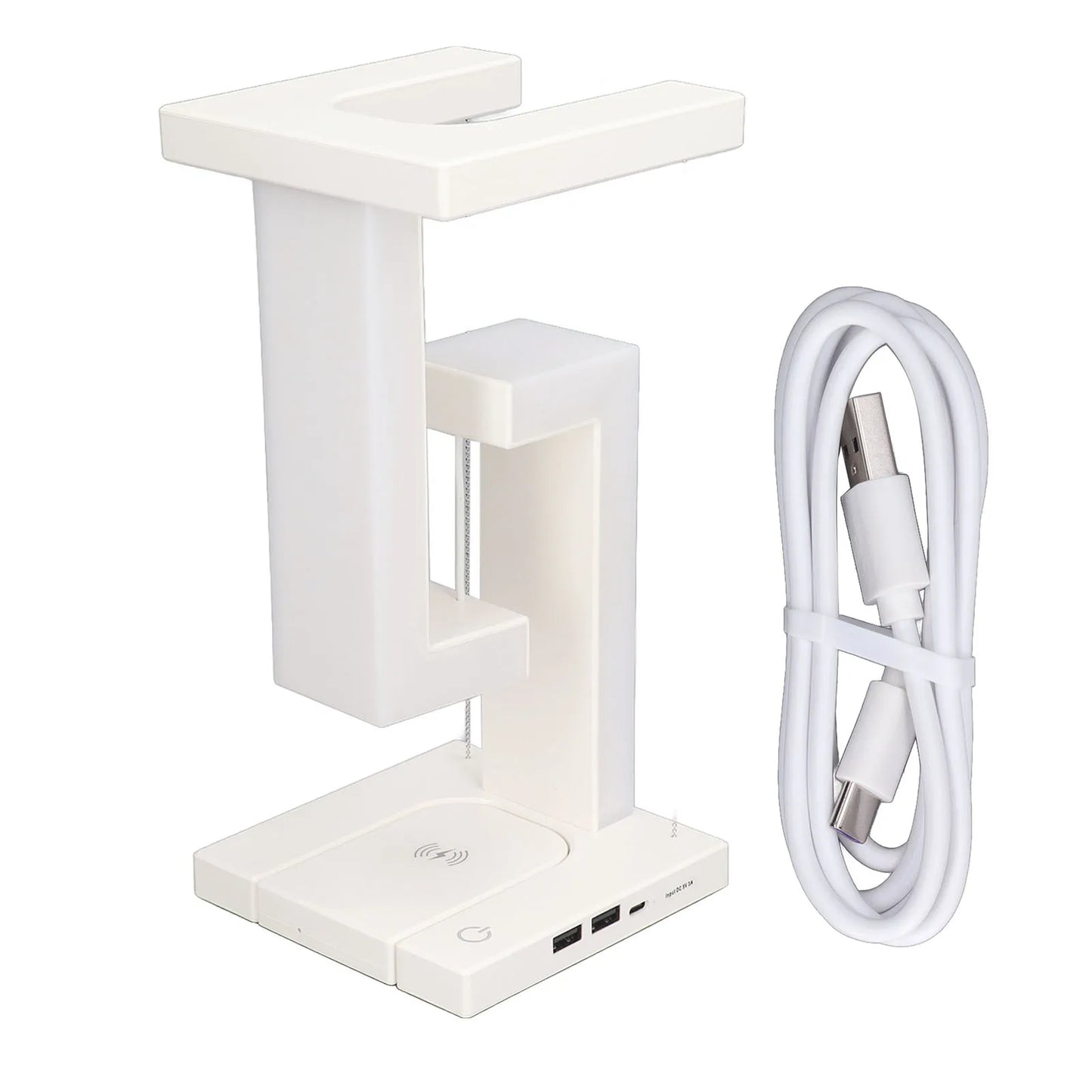 LED Desk Lamp Magnetic Levitation Night Light 3 Gears Touching  LED Table Lamp with Phone Wireless Charging White