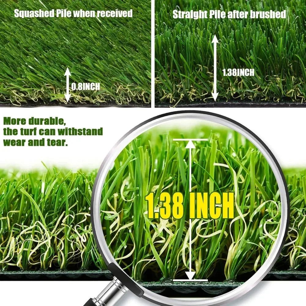 Artificial Grass Synthetic Thick Fake Grass Rug 11 FT x 13 FT, FREADEM Dog Artificial Turf Grass Mat with Drainage, for Outdoor