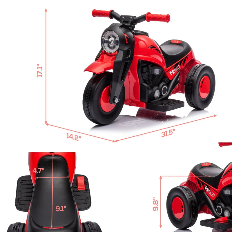 Adult Assembly Assembly required Design Electric Kids Motorcycle Music Ride Safe Qaba Ride on Bubble Car, 6V Kids Motorcycle, 3