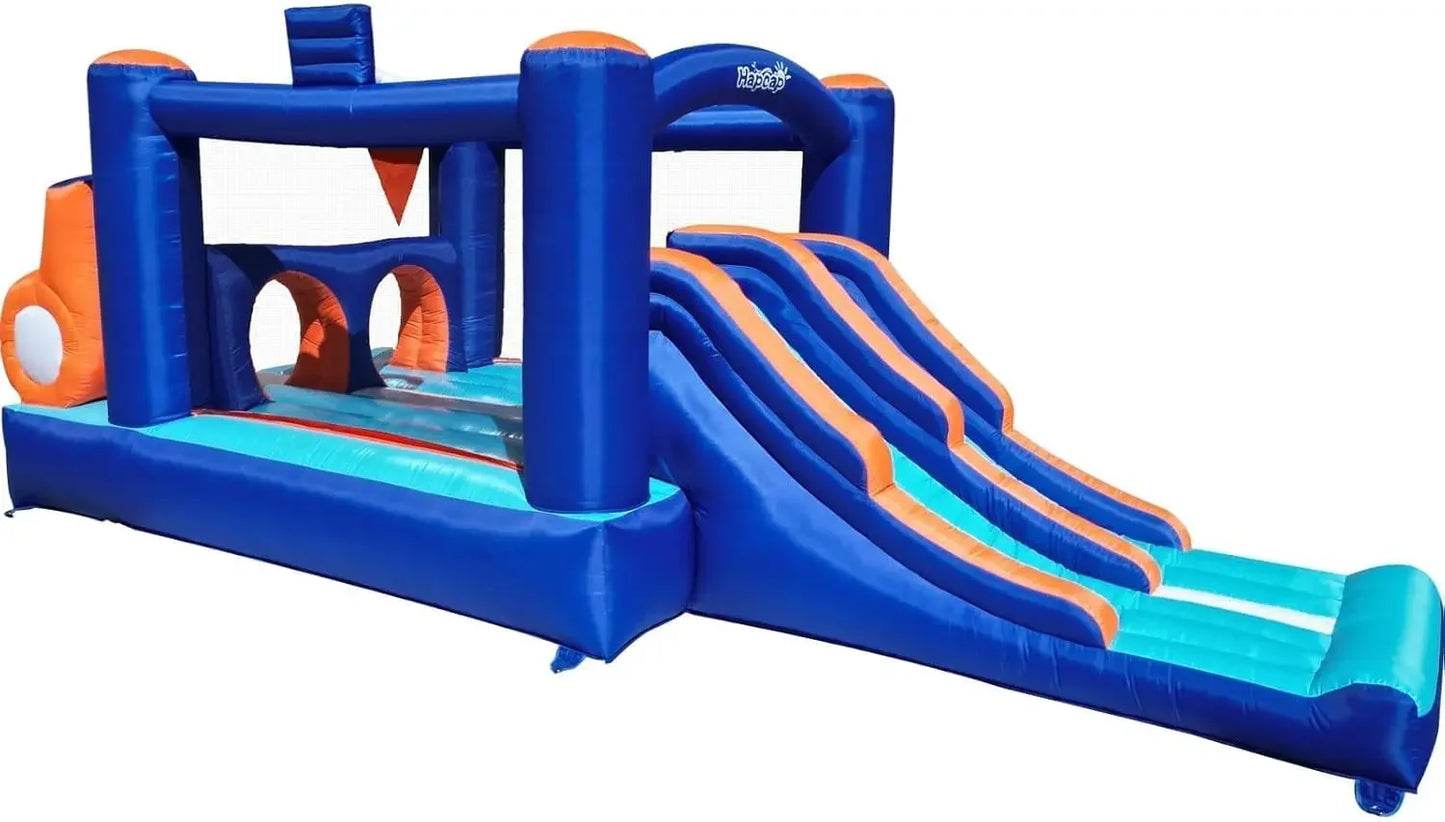 Bounce House Inflatable for Kids - 2 Racing Slides, Spacious Jumping Area, Tunnels & Climbing Walls with Blower for Outdoor Play