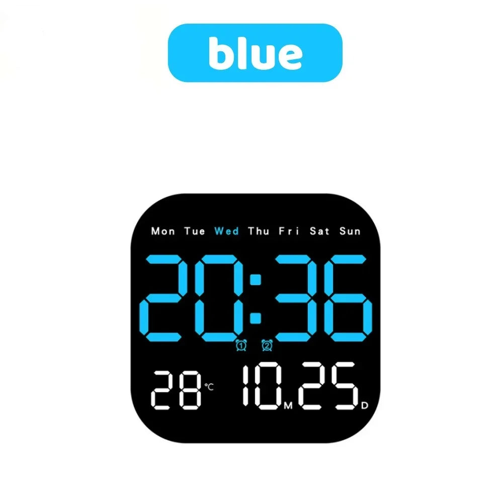 LED Digital Wall&Desk Alarm Clock –  Dimming/Date/Day of Week/Temp Display，Home Decorations Item,Battery or USB Powered