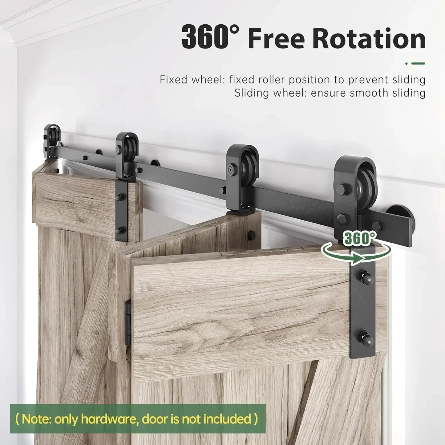 64 Inch Bifold Sliding Barn Door Hardware Track Kit Side Mounted Black Roller Smooth and Quiet Easy Assembly Fits Four 15 Inch Bi Folding Doors