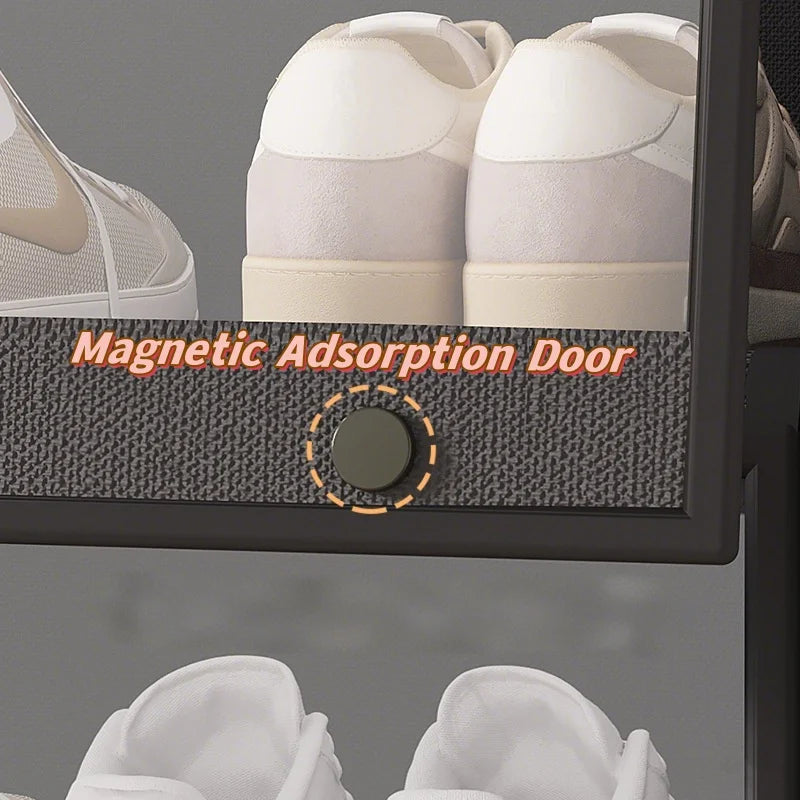 Display Cabinet Storage Box Shoe Rack Cabinet Handbag Organizer Large Capacity Collectible Toy Display Case W/ Clear Door