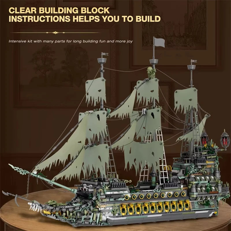 The Flying Dutchman Pirate Ship Building Blocks Classic Ghost Ship Model Bricks Desktop Decoration Kids DIY Toys Gifts