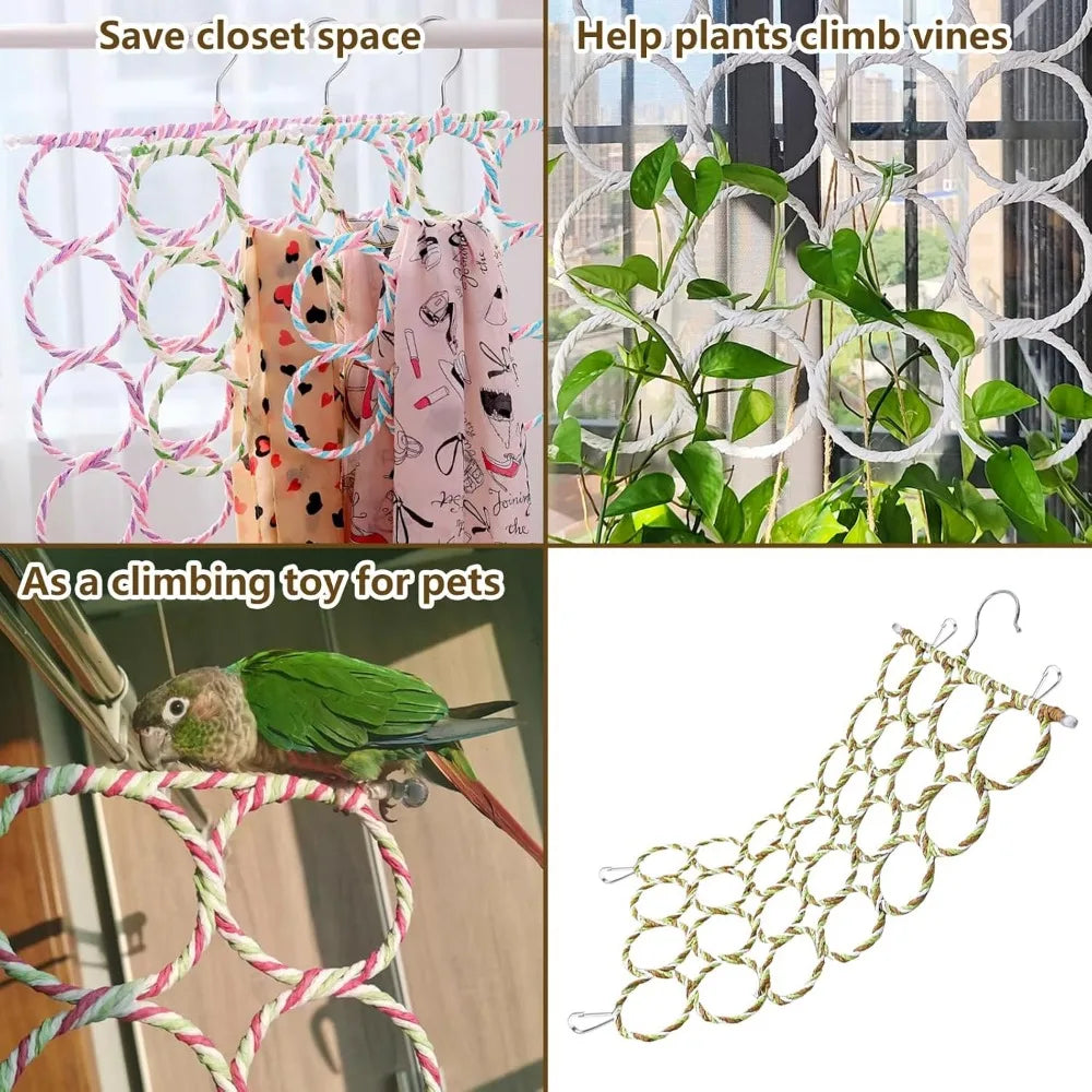 14x24" Bird Swing Net Toy: Hemp Rope Perch for Parrots, Small Pets (Random Color, 1 Pc).
