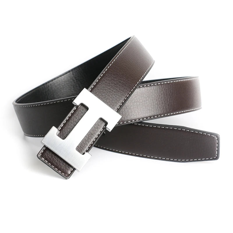 Red Luxury Cowhide Belt For Men Women Genuine Leather