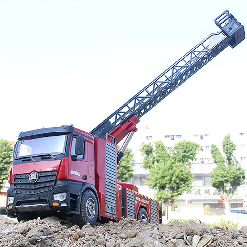 US Stock 1561 HUINA 1/14 RC Firefighter Truck RTR RC Fire Truck Toy Sprayable Scaling Ladder Light Sound RC Car Outdoor Toy