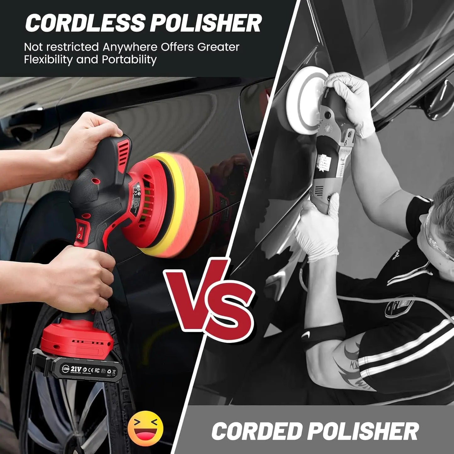 21V Cordless 6-Inch Car Polisher Kit with 2x2000mAh Batteries,6-Speed & 16PCS Attachments for Auto Detailing, Boat Sanding