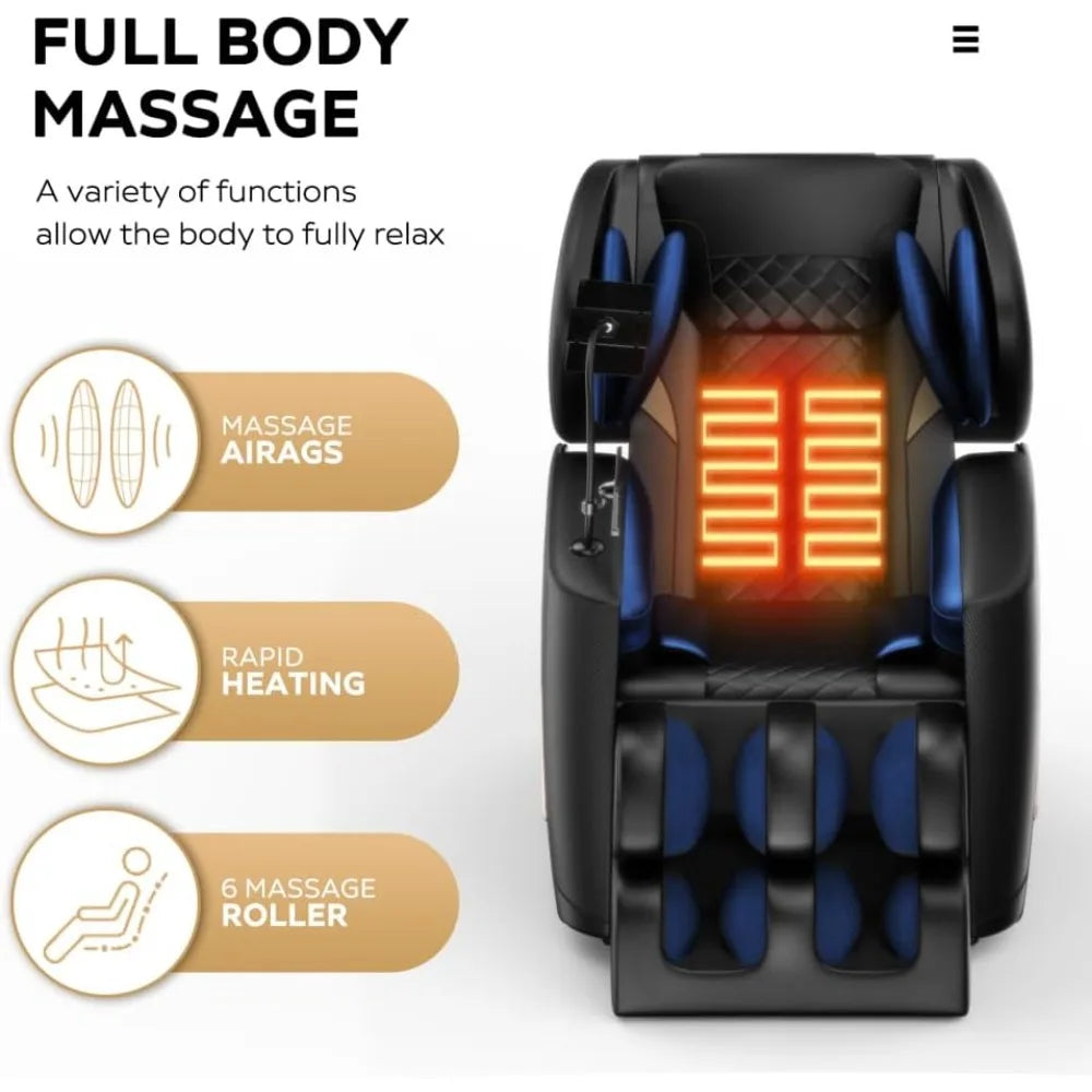 L-Shaped Full Body Massage Chair Recliner – Zero Gravity Reclining Chair with Air Pressure Massage for Adults