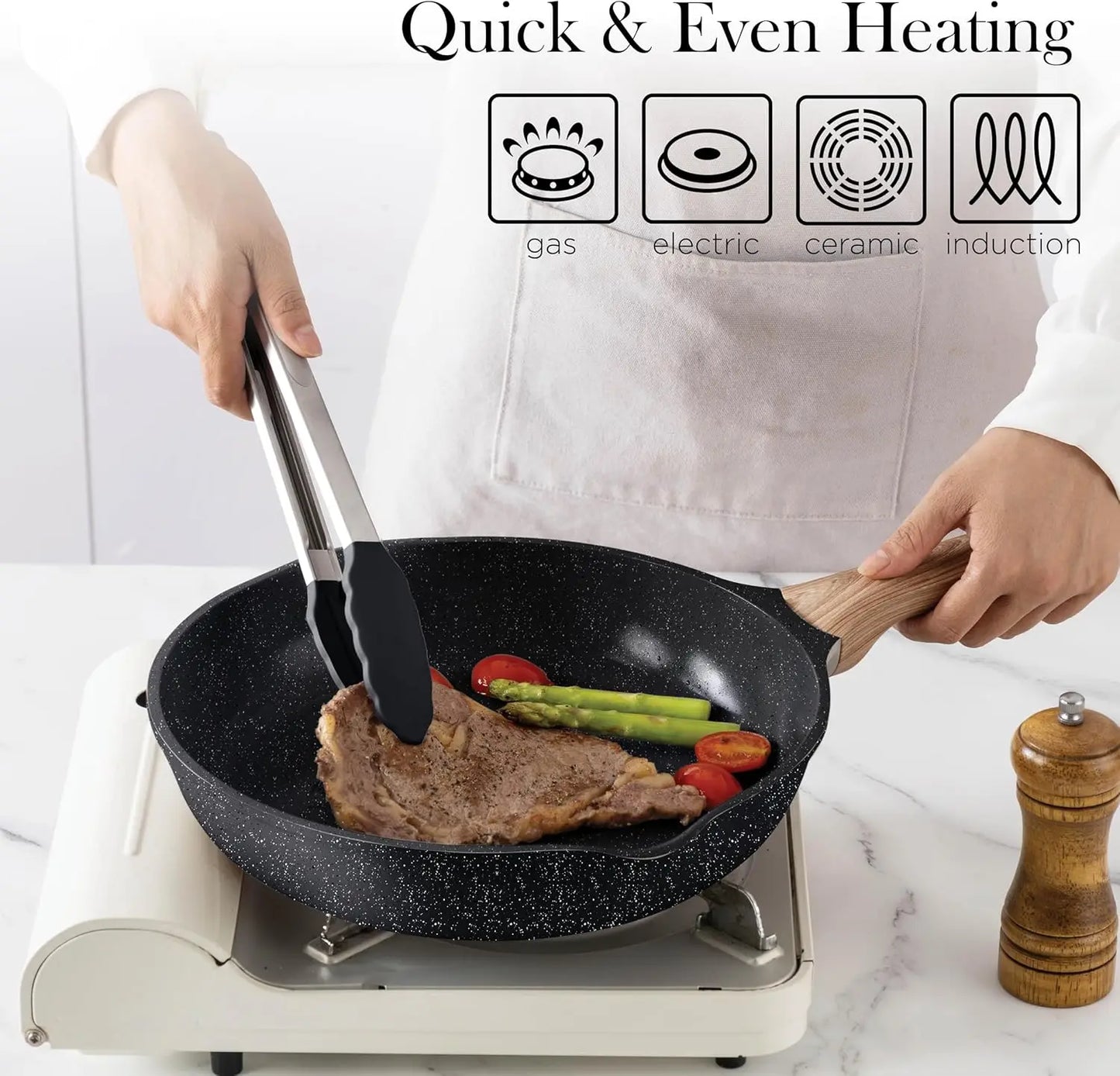 Cast Aluminum Cookware Set With Utensils 14 Piece Nonstick