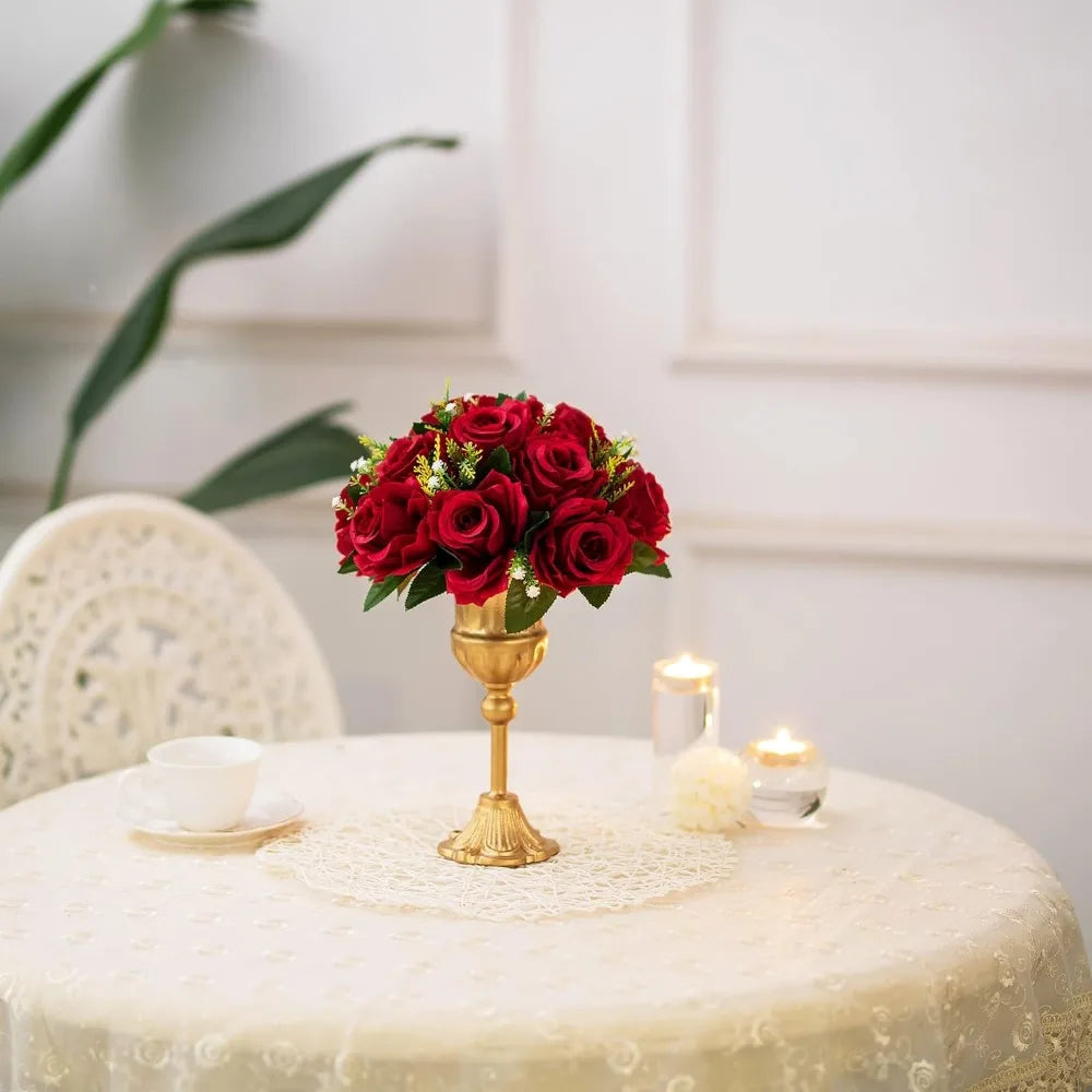 Flower Centerpieces for Tables Wedding: 10 Pcs Crimson Red Artificial Rose Flowers Balls Decoration - Fake Silk Kissing Floral