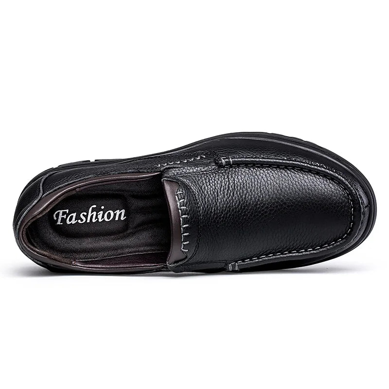 Men's Genuine Leather Slip On Oxford Shoes Business Casual