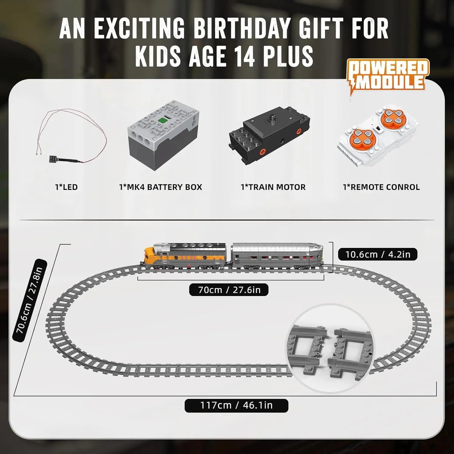 MOULD KING World Train 12018 USA EMD F7 WP Diesel Locomotive Remote Controlled Building Blocks Toy Set Birthday Gift