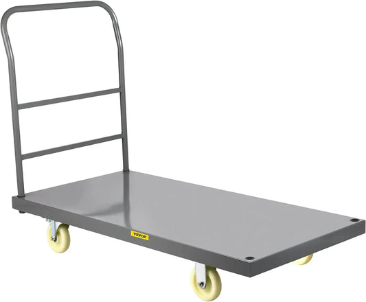 Platform Truck, 2000lbs Capacity Steel Flatbed Cart, 47"Length x 24"Width x 32"Height Flat Dolly, Hand Trucks with5"Nylon Caster