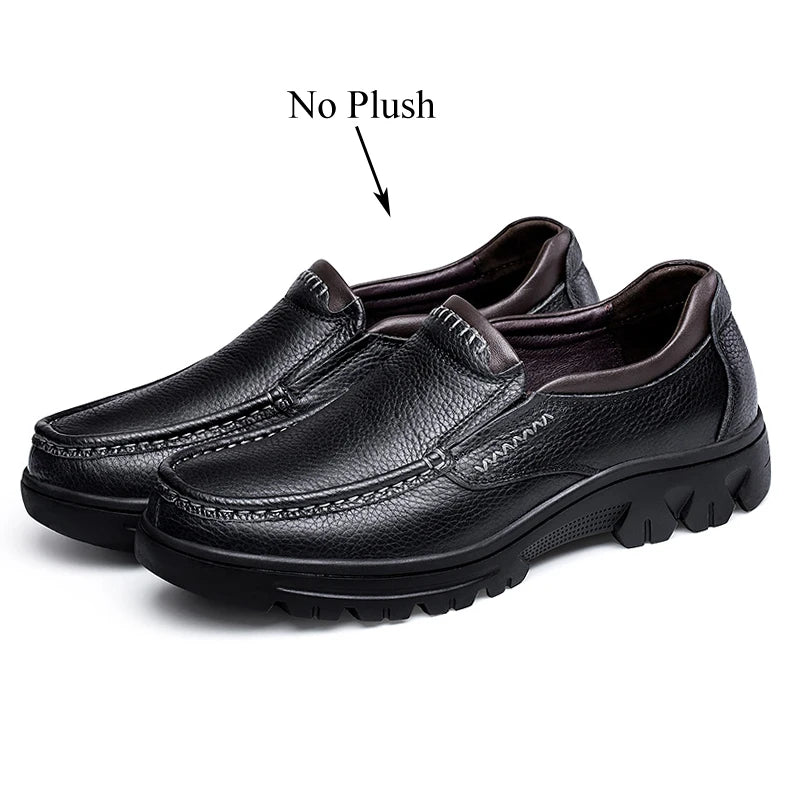 Men's Genuine Leather Slip On Oxford Shoes Business Casual