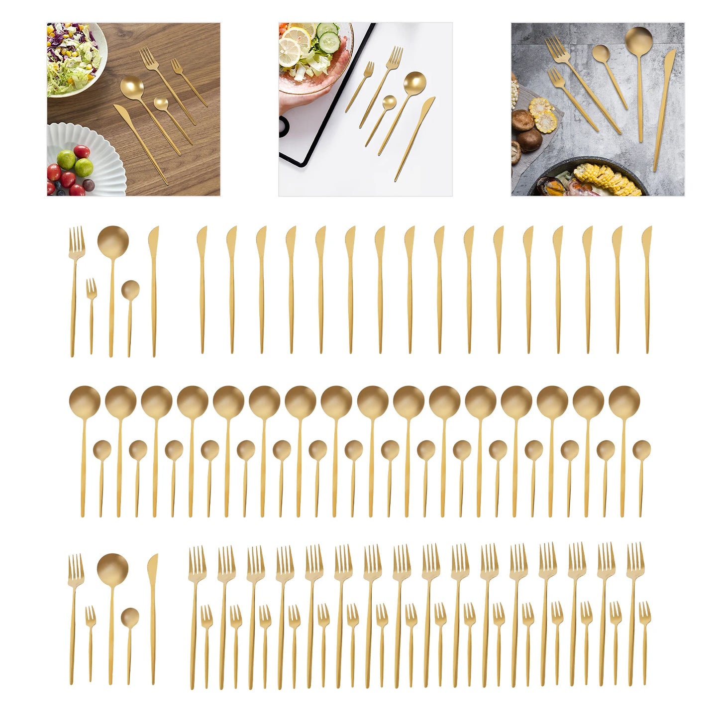 90PCS Gold Dinnerware Set Stainless Steel Utensils Set for Home Restaurant Suitable for Various Occasions And Gatherings