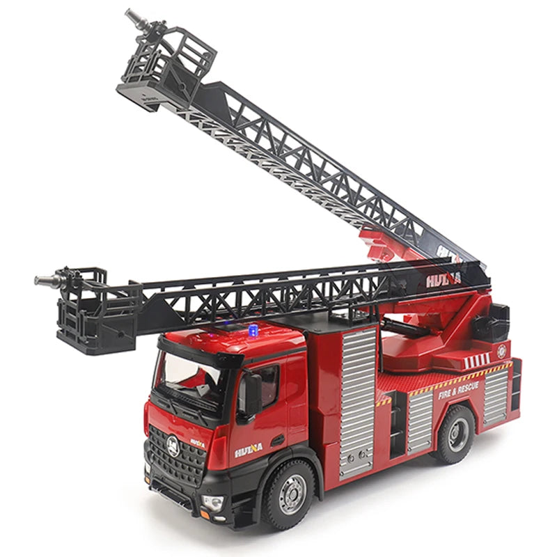 US Stock 1561 HUINA 1/14 RC Firefighter Truck RTR RC Fire Truck Toy Sprayable Scaling Ladder Light Sound RC Car Outdoor Toy