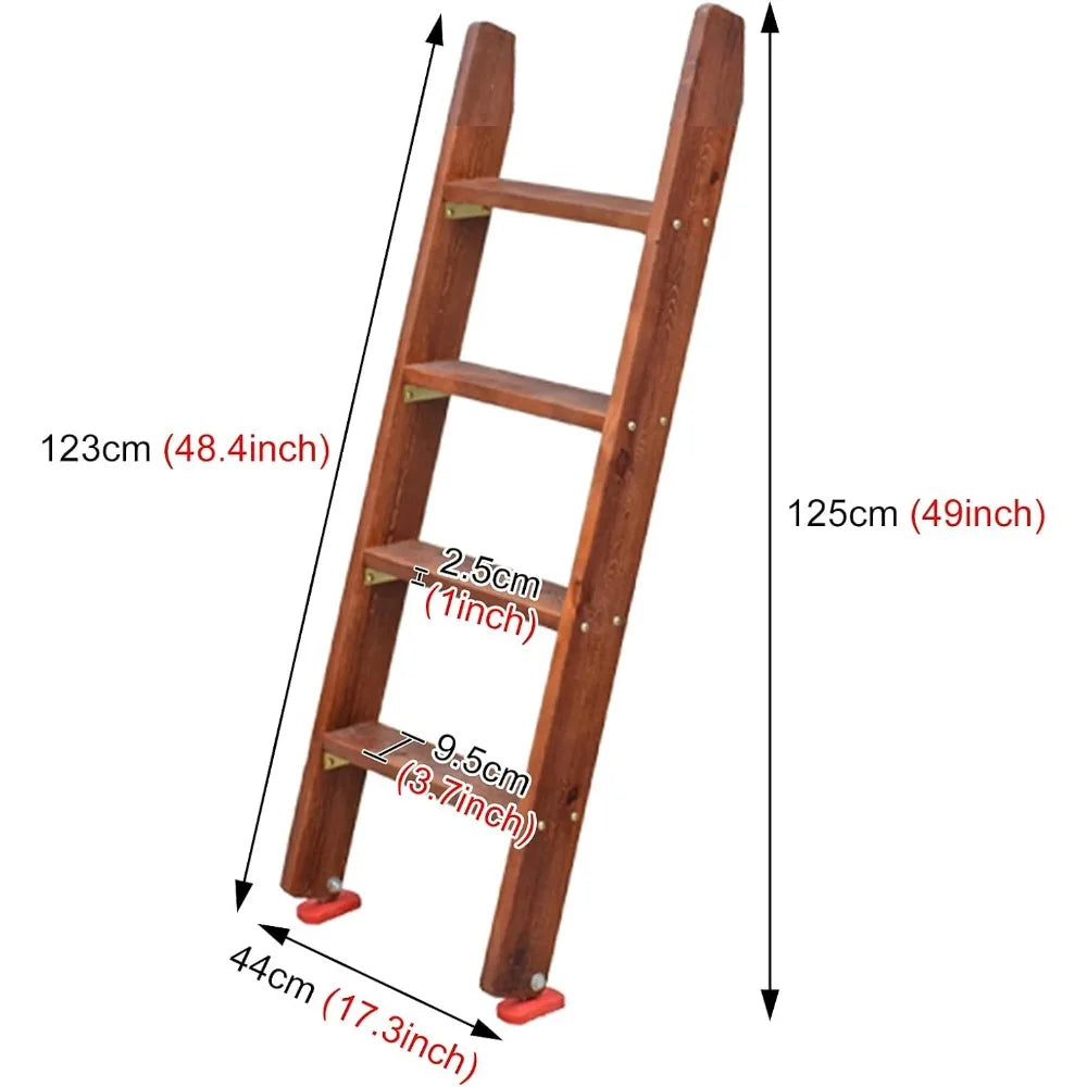 Bunk Bed Ladder 3 Step/4 Step/5 Step Bunk Bed Ladder for Heavy Duty People, Wooden Loft Bed Ladders with Hooks Bracket and Anti-