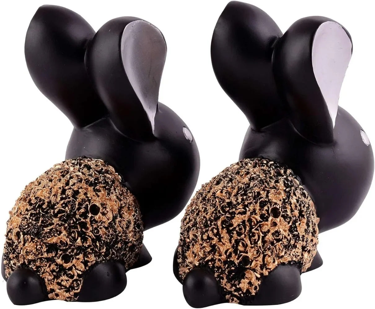 Art-Wheels_handicrafts Rabbit Cute Pair Statue for Home Decor Showpiece | Kids Room Decorative Showpiece (Black)