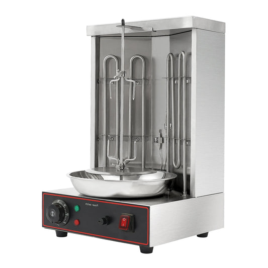 Electric Shawarma Grill Machine 3000W 201 Stainless Steel 2 Heating Tubes 360° Automatic Rotating Design
