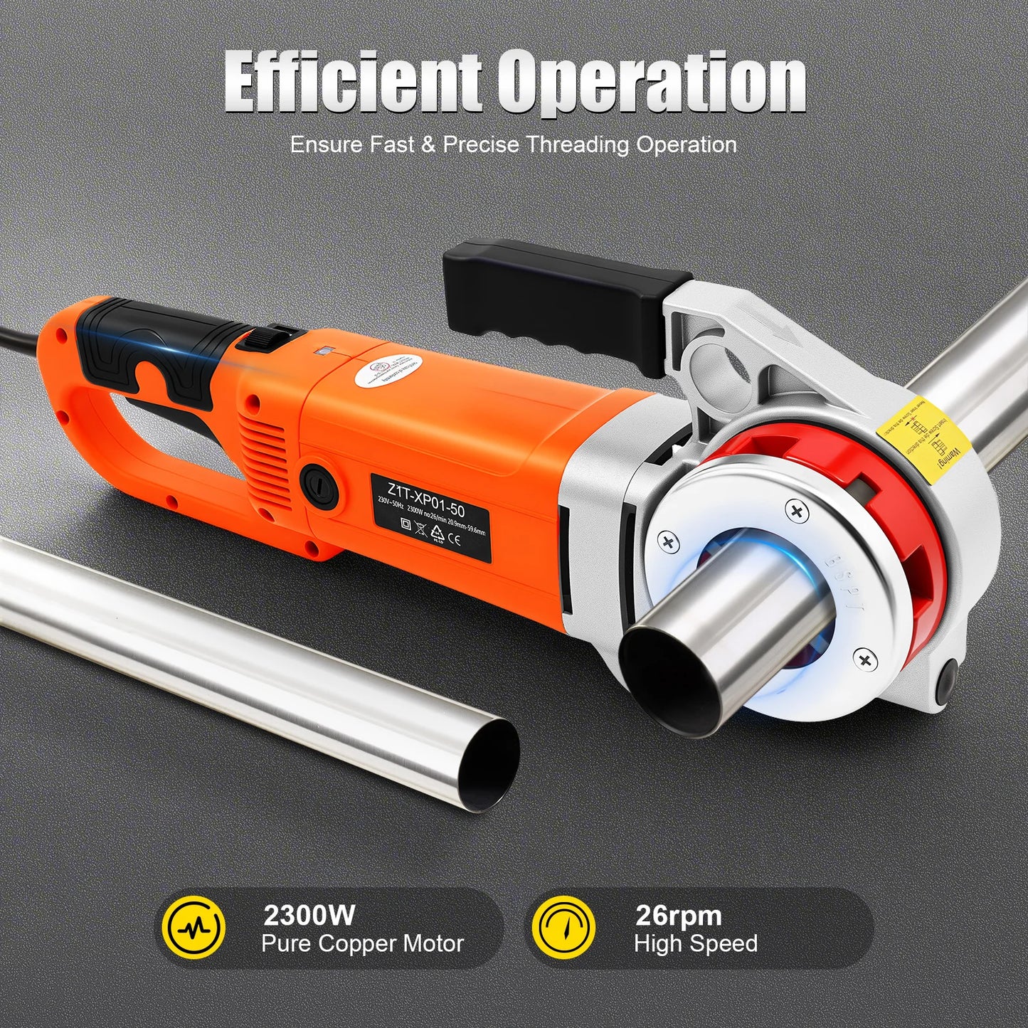 2300W Electric Pipe Threader Machine 6 Dies (1/2" to 2")  Galvanized Pipe Sleeve Machine Industrial Pipe Threader Kit