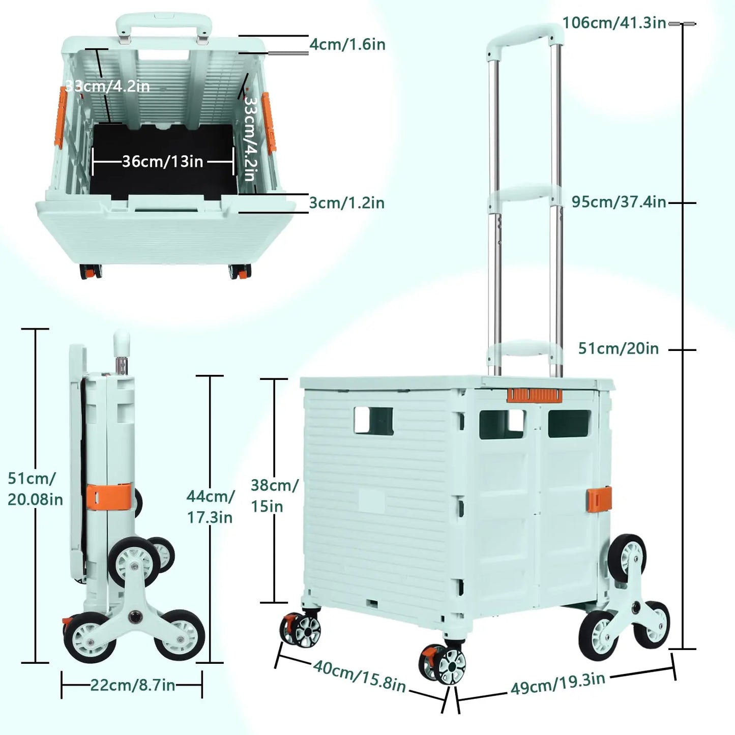 SELORSS Large Capacity Foldable Utility Cart Outdoor Portable Shopping Carts Vegetable Basket Cart for Camping Shopping Storage