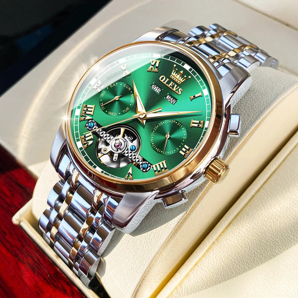 OLEVS Men's Automatic Mechanical Watch Waterproof Skeleton