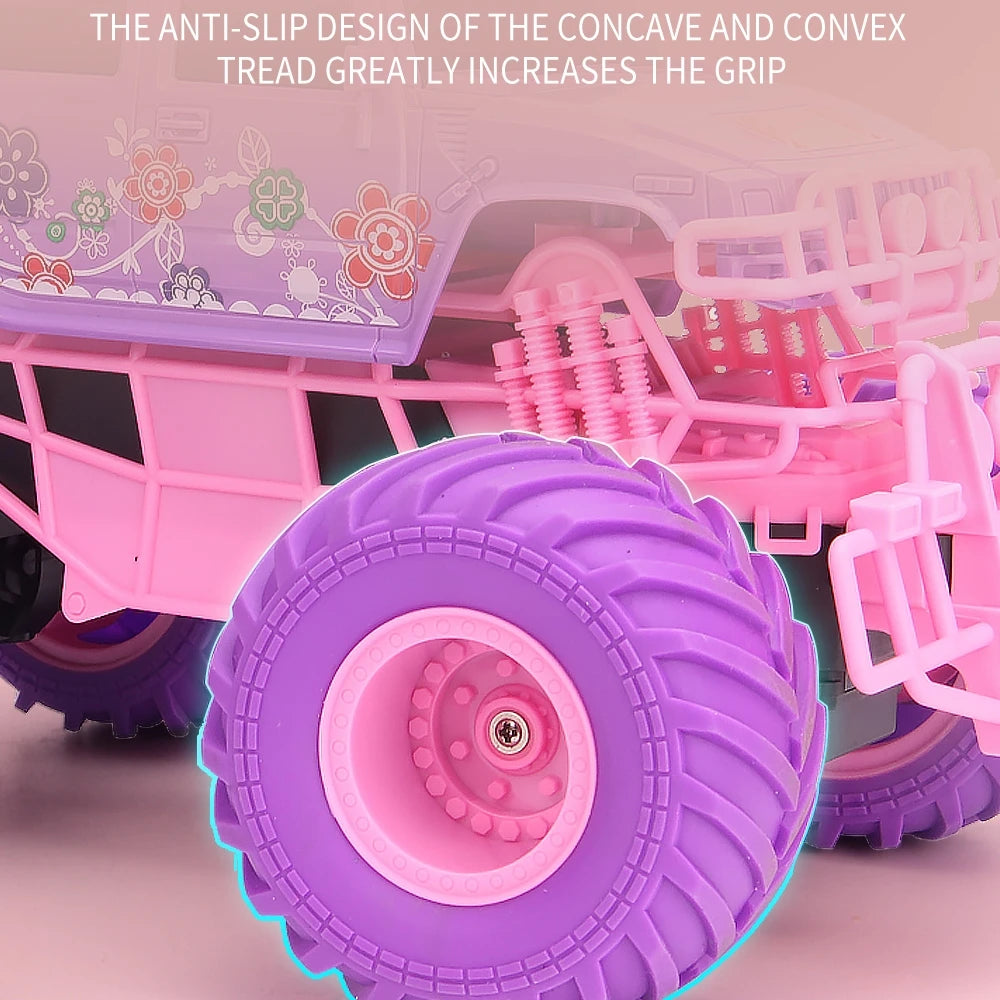 1:12 4WD RC Car with LED Light 2.4G Remote Control Princess Off Road Car Buggy Girl Off-Road Vehicle Truck Kids Toy for Children