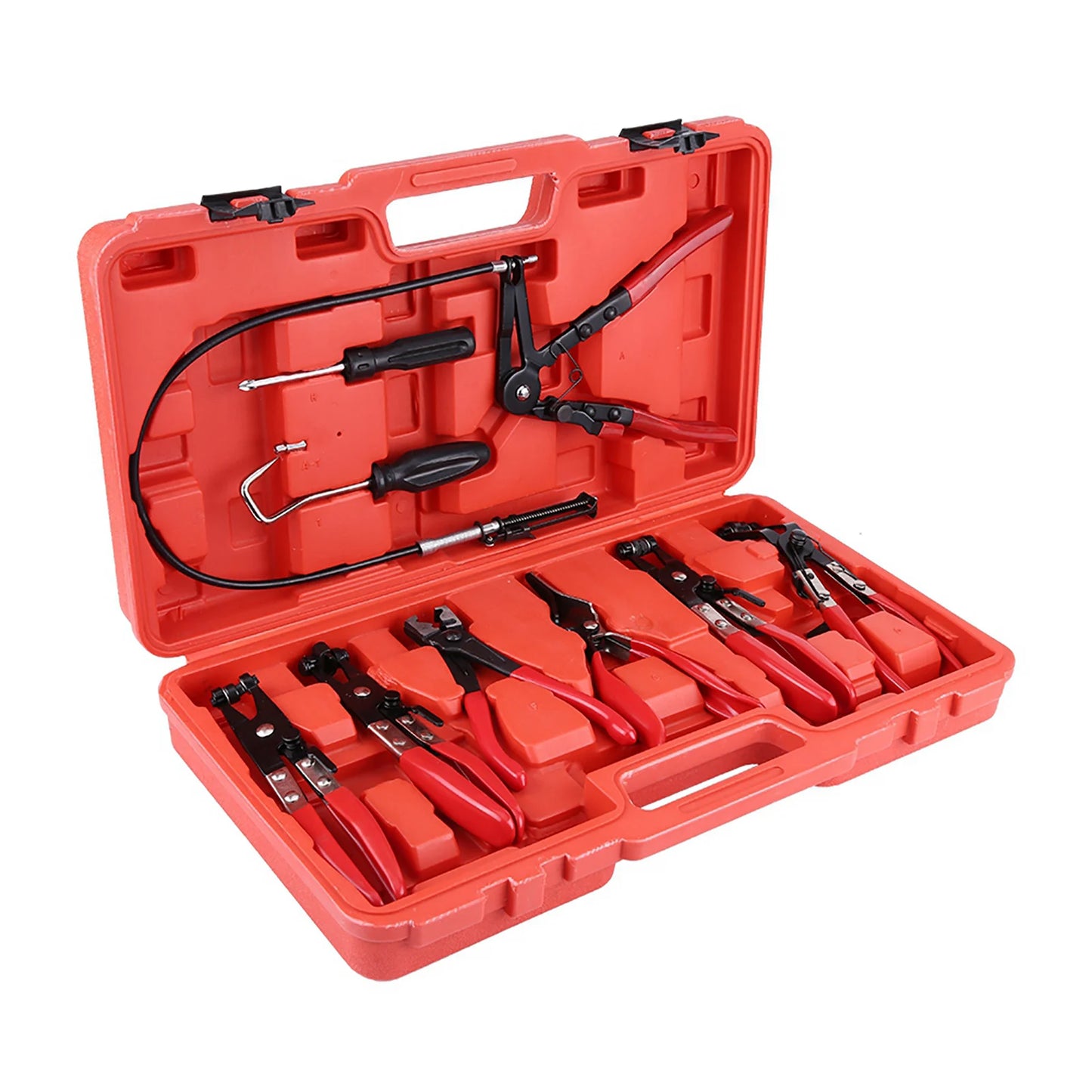 9Pcs Flexible Hose Clamp Clip Plier Set Swivel Jaw Flat Angled Band Automotive Tools