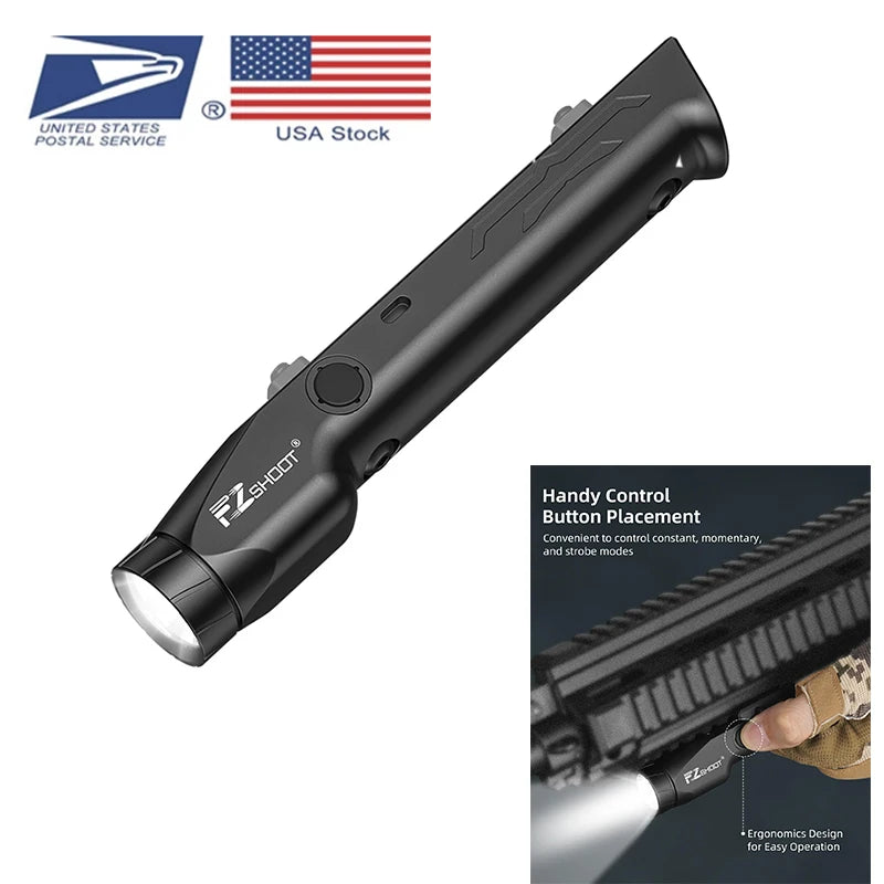 EZshoot 1700 Lumens Tactical Flashlight with High Brightness Rechargeable LED Light with Strobe Mode for M-Rail & Picatinny Rail