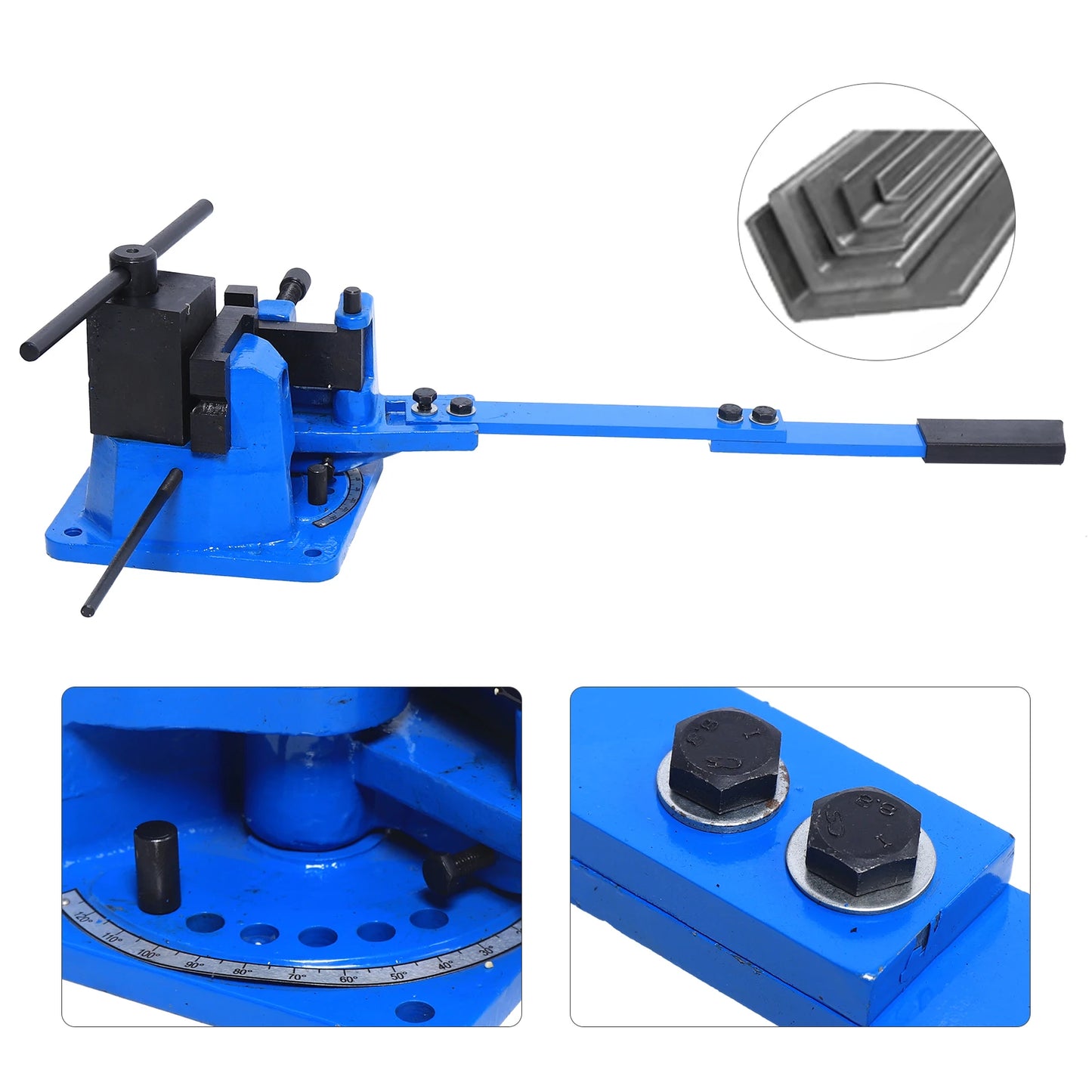 120° Angle Manual Metal Bender 100x10mm Flat Steel 20mm Round Steel Cast Iron Bending Tool for Workshop/Home Durable Efficient