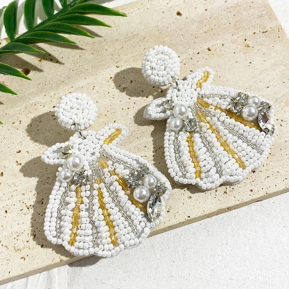 AENSOA Bohemian Starfish Lobster Conch Seed Bead Drop Earrings for Women Handmade Ocean Animal Earrings Summer Beach Jewelry