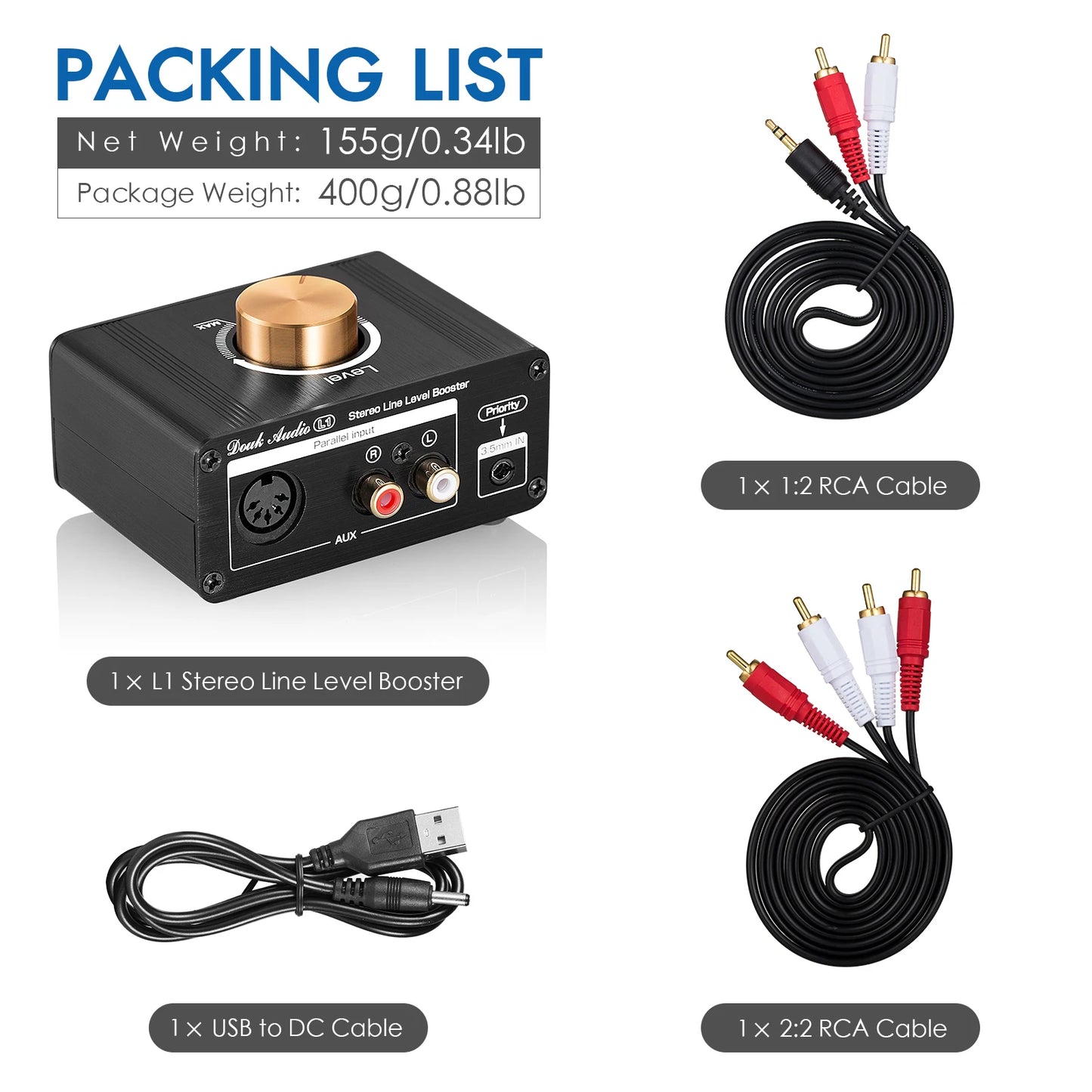 Nobsound HiFi Stereo Line Level Pre-Amplifier Mini Audio Signal Booster 20dB High-gain Preamp Volume Control for Ipod MP3 Phone