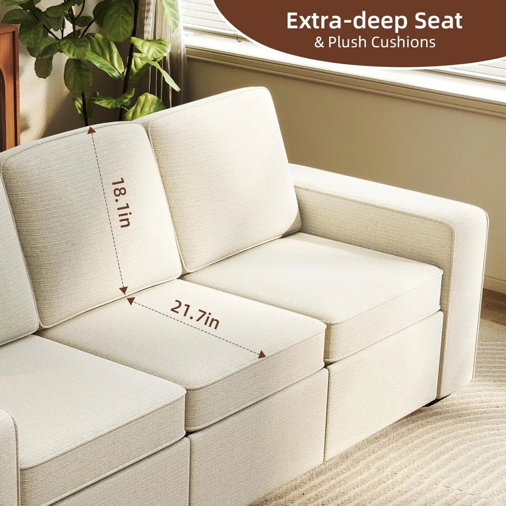 80" Modern Sofa Couch, Soft Chenille Sofas for Living Room Furniture,3 Seater Deep Seat Comfy Lounge Sofa