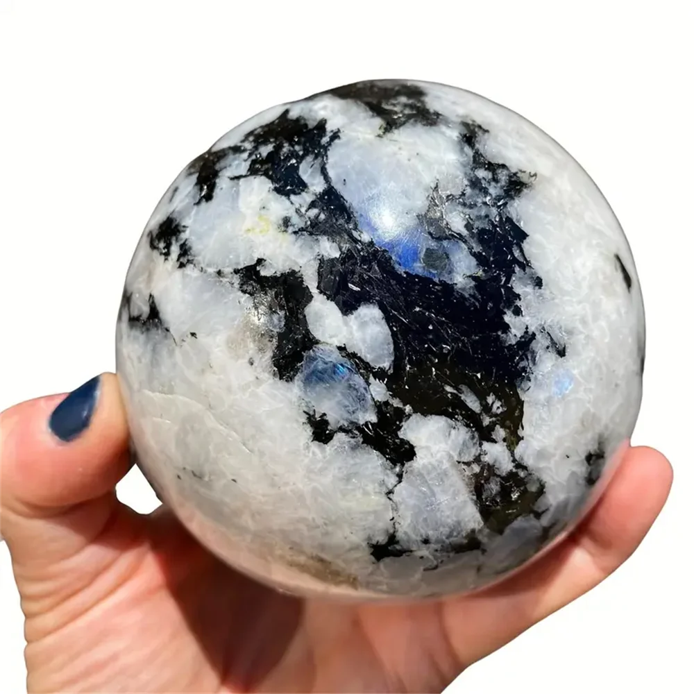 1pc 2.36-3.54inch Large Flash Rainbow Moonstone Crystal Sphere, Polished sphere for Home Decor and Gift, Perfect for Christmas,