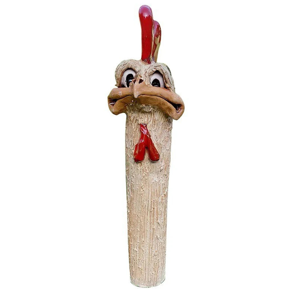Funny Chicken Head Statue Creative Garden Decoration Farm Chicken Statue Handmade Garden Statues Resin for Art Decorations
