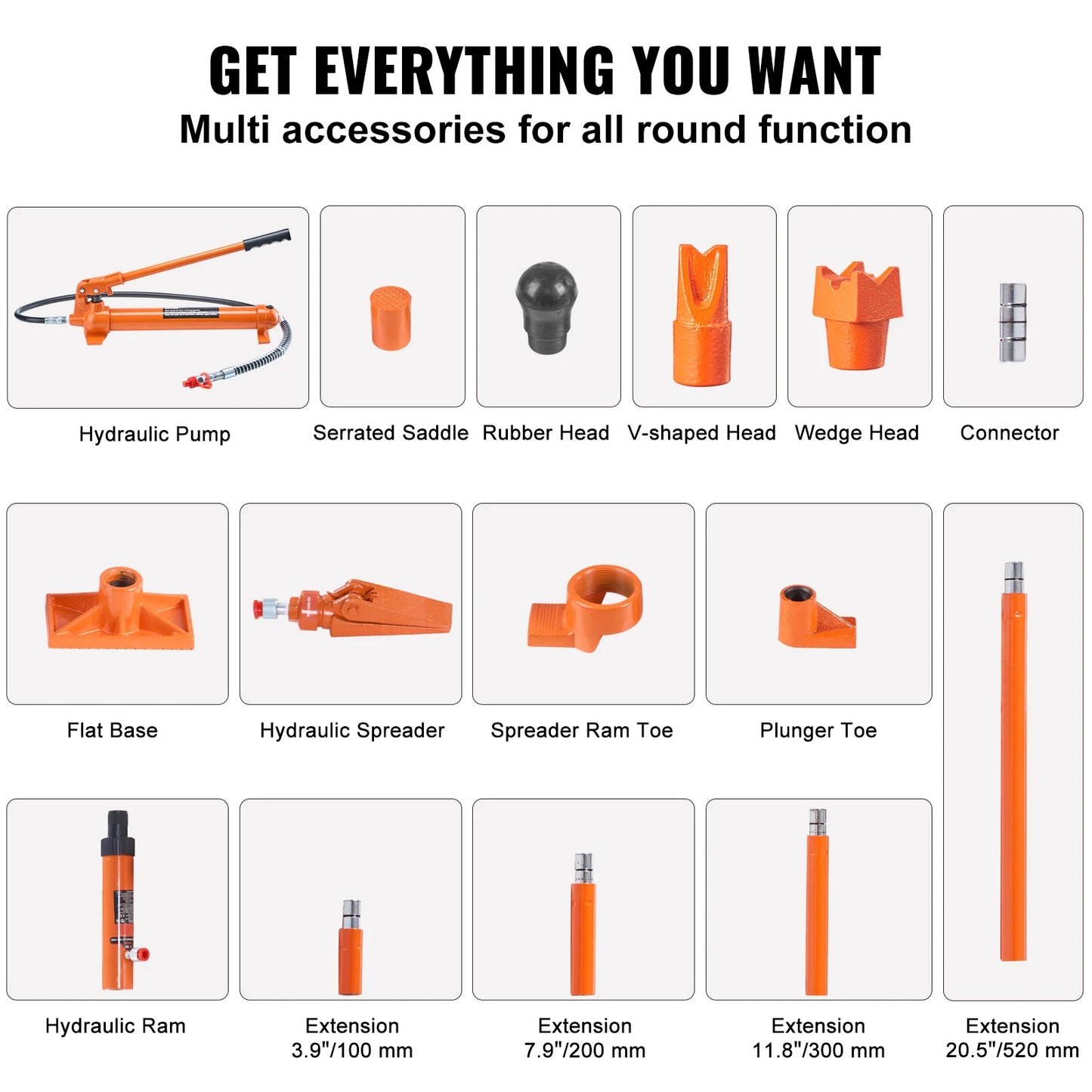 SucceBuy 12T Porta Power Kit Portable Hydraulic Jack with Oil Hose Auto Body Frame Repair Kit with Storage Case for Car Repair