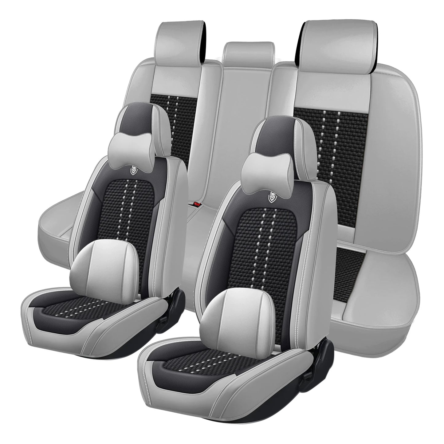 Universal car seat cover, waterproof PU leather, lined with breathable ice silk, 5-seat set for the whole car
