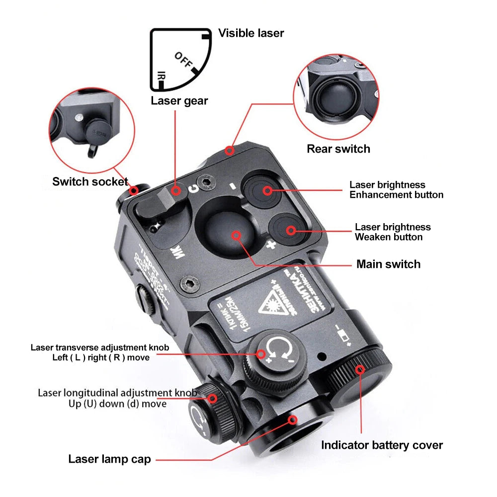 Green Laser&Infrared IR 850NM Night Vision Flashlight, Aluminum Alloy Torch Remote Control Switch, Night Hunting;Outdoor Camping