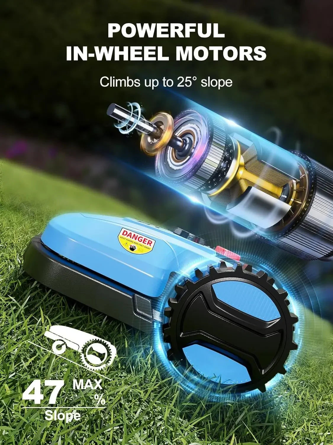 Customizable Robotic Lawn Mower For 0.25 Acre 47% Slope, Automatic Lawnmower With 20V 4.0Ah Battery And APP Function, Docking St