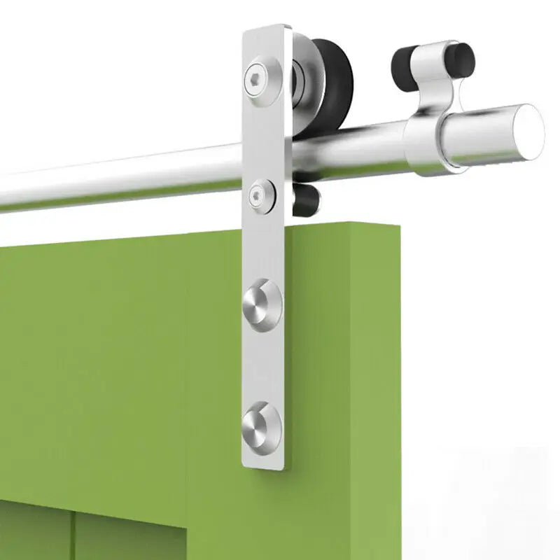 CCJH 2PCS Silver Stainless Steel Sliding Barn Wood Door Rollers Hanger Kit with Accessories (No Rail/No Doors) ,Can be Customed