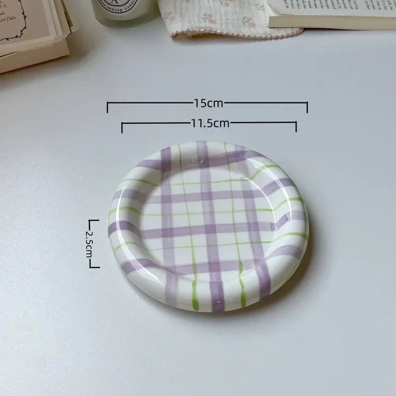 Cute Korean Ceramic Plate Unique Plate For Cake Food Dinner Breakfast Dessert Salad Decorative Dish Table Decorations Small dish